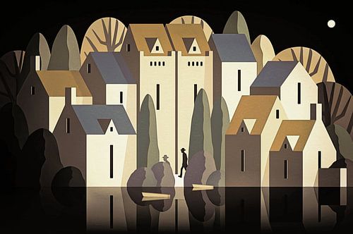 Dorpsplein rond middernacht v1