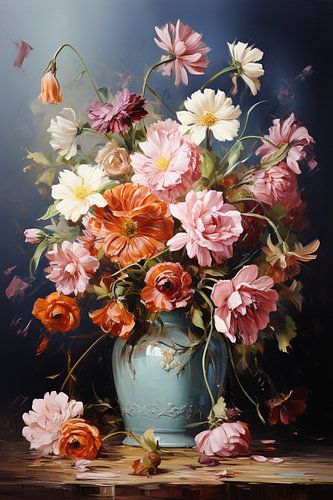 Fleurs nature morte rose