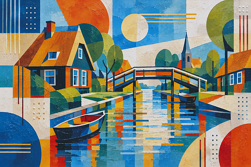 Tableau représentant Giethoorn, Drenthe – Un magnifique village aux Pays-Bas.