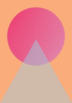 Geometrische vormen, minimalistisch, viva magenta van Studio Allee