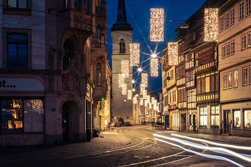 Erfurt Marktstraße met Kerstmis