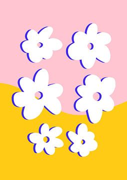 Bloemen op roze geel