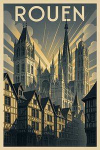 Kathedrale von Rouen Art Deco Posterdruck