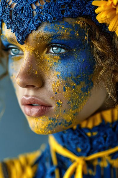 portrait in yellow and blue by Egon Zitter