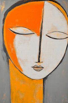 Expressive facial image in orange by Poster Art Shop