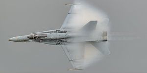 Passage à grande vitesse d'un F/A-18C Hornet lors d'un meeting aérien.