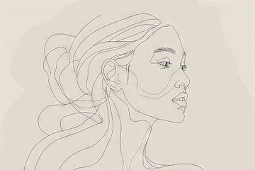 Portret van een vrouw in lijntekeningen van Poster Art Shop