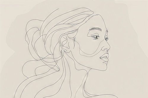 Portret van een vrouw in lijntekeningen