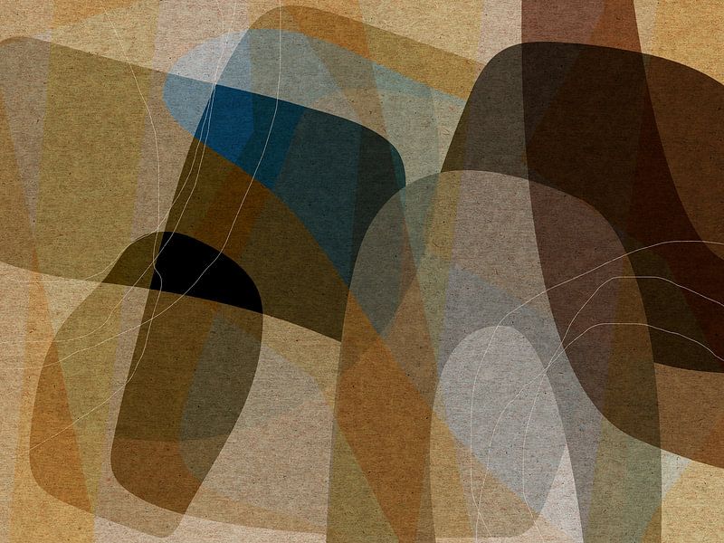 Contemplative Forms. Retro style abstract art. by Dina Dankers