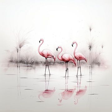 Flamingo | Flamingo's by ARTEO Paintings