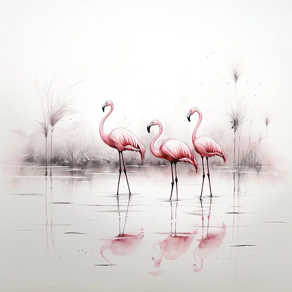 Flamingo | Flamingo&#039;s by ARTEO Paintings
