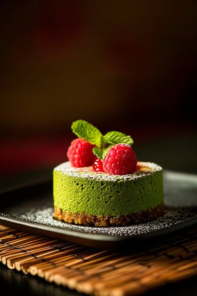 Refreshing matcha cake with berries by Poster Art Shop