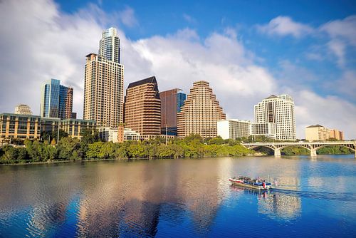 Austin Skyline and Congress Avenue Bridge, Austin, USA by Aloke Design
