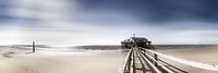 Plage de Sankt Peter Ording sur la mer du Nord avec maisons sur pilotis