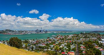 Panoramic aerial view of the Auckland city by Yevgen Belich