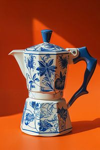 Kaffeemaschine - NEU - Delfter Blau - orange