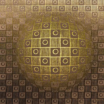 Symétrie géométrique. Damier doré dans le style Op-art. sur Alie Ekkelenkamp