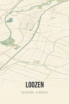 Vintage landkaart van Loozen (Overijssel) van Rezona