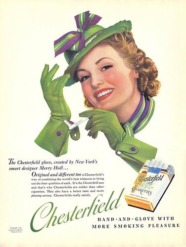 Poster met advertentie voor Chesterfield uit 1939
