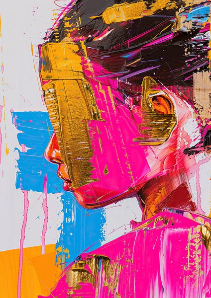 Frau mit Farben | Frau Gold von Kunst Laune