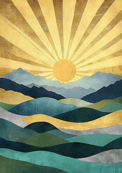 Goldener Sonnenaufgang über Hügeln von Niklas Maximilian