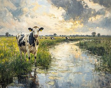 Nederland Landschap | Meadow Reflections van Abstract Schilderij