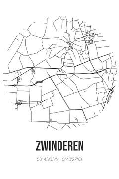 Zwinderen (Drenthe) | Landkaart | Zwart-wit van Rezona