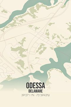 Vintage landkaart van Odessa (Delaware), USA. van Rezona
