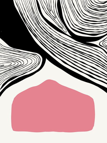 Modern abstract shapes in pink and black by Studio Allee