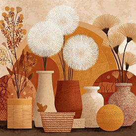 Elegante Vasen mit Blüten von Blickfänger Gemälde