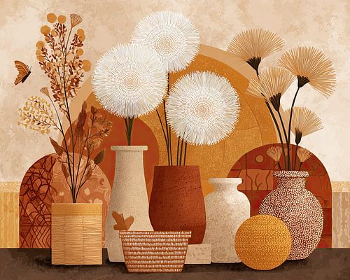 Elegant Vases with Blooms by Eye catching paintings