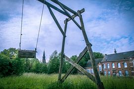 Speeltuin in het verlaten Belgische dorp Doel 