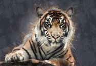 Ölgemälde Porträt eines Tigers von Bert Hooijer Miniaturansicht