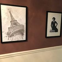 Kundenfoto: Eiffelturm Aquarell | grau von Melanie Viola, als gerahmtes poster