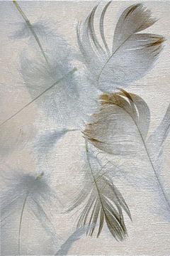 Sereen schilderij van zachte donsveertjes. Mixed media. van Studio Pieternel