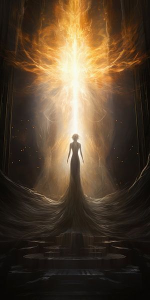 Une belle femme ange dans la lumière et le feu par Art Bizarre