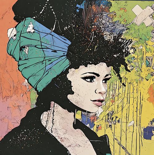 Kleurrijk, modern en abstract vrouwelijk portret