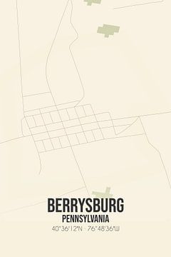 Vieille carte de Berrysburg (Pennsylvanie), USA. sur Rezona