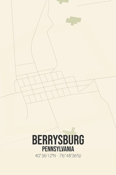 Vintage map of Berrysburg (Pennsylvania), USA. by Prints of Place