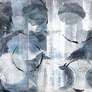 Moderne abstracte organische vormen en lijnen in wit, grijs en blauw van Dina Dankers thumbnail