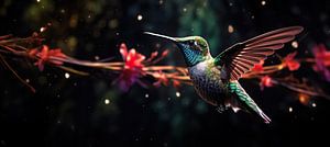 Starry Night Hummingbird | Hummingbird Night Sky von Blikvanger Schilderijen