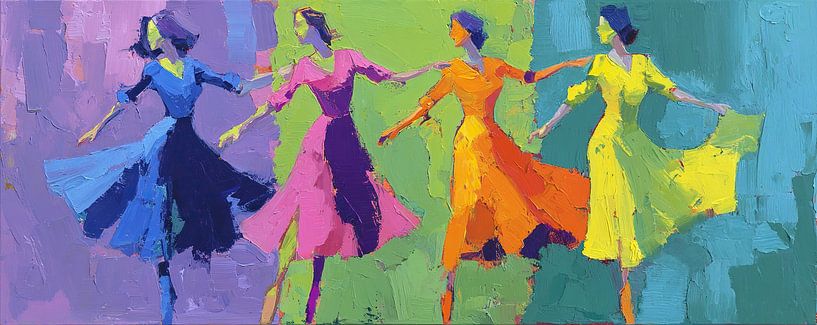 Danse des femmes | Femmes joyeuses dans des robes vibrantes par Art Merveilleux