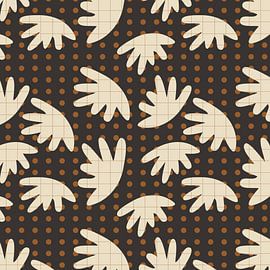 Psychedelische Terra Bloesems. 70s retro abstracte organische geometrie 1 van Dina Dankers