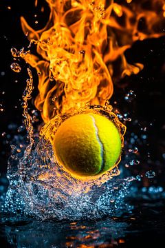 Burning tennis ball action shot by Poster Art Shop