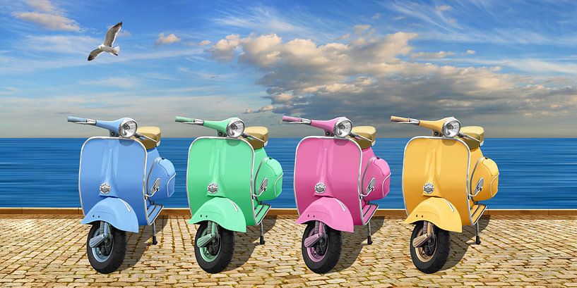 Scooters colorés par Monika Jüngling