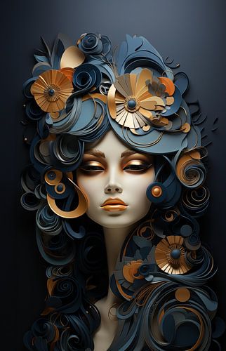 abstract artwork of a very white female face