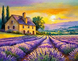 Lavendelveld in de Provence in Frankrijk van Jan Bouma