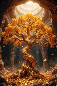 Fantasy Wall Art: OPULYRA – The tree of wealth in a cave