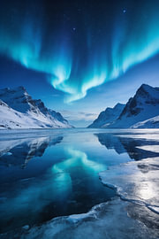 Northern Lights over the Fjord – Arctic Cool Blue by Albert Klee