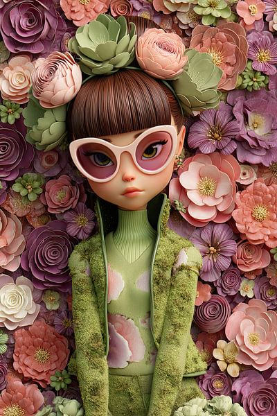 Flowerpower generation woman with flowers teenager by Egon Zitter